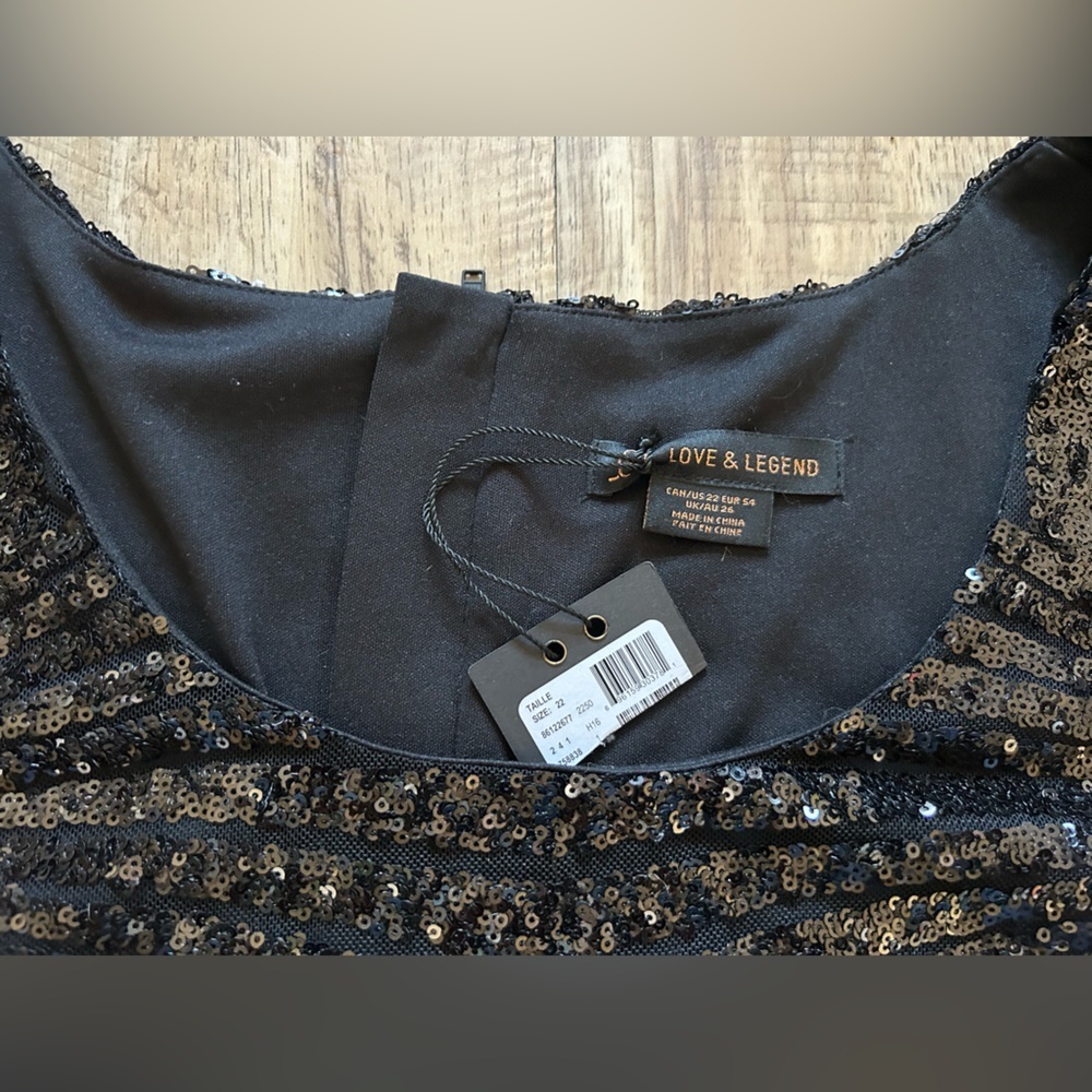 Love & Legend Black Sequin Long Sleeve sparkle holiday christmas party Dress NYE - Picture 8 of 9